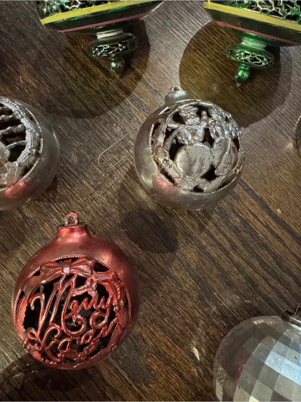 Vintage Bradford Exchange Ornaments Red, Green, Silver - UFO Die cut